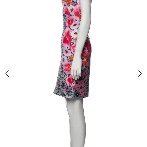 Clover Canyon Floral Scuba Shift Dress Poppy Blossoms Pink Multi Small - Picture 5 of 13
